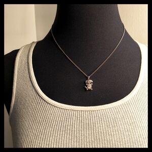 🐕 Vtg. Adorable Sterling Silver Dog Pendant with Gemstones Pet Charm